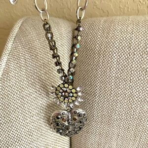 Betsey Johnson Silver Rhinestone Pendant Necklace